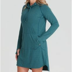 NRS Silkweight Hoodie Dress - Women's -Climbing Accessories Outlet Shop 10112 02 Mediterranea Model FrontCrop 090121 rsz 76838.1677129837