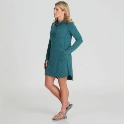 NRS Silkweight Hoodie Dress - Women's -Climbing Accessories Outlet Shop 10112 02 Mediterranea Model Front 090121 rsz 94840.1677129837