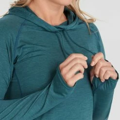 NRS Silkweight Hoodie - Women's -Climbing Accessories Outlet Shop 10140 05 Mediterranea Model Detail2 082121 2000x2000 rsz 17558.1647968653