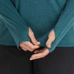 NRS Silkweight Hoodie - Women's -Climbing Accessories Outlet Shop 10140 05 Mediterranea Model Detail 082121 2000x2000 rsz 21581.1647968653