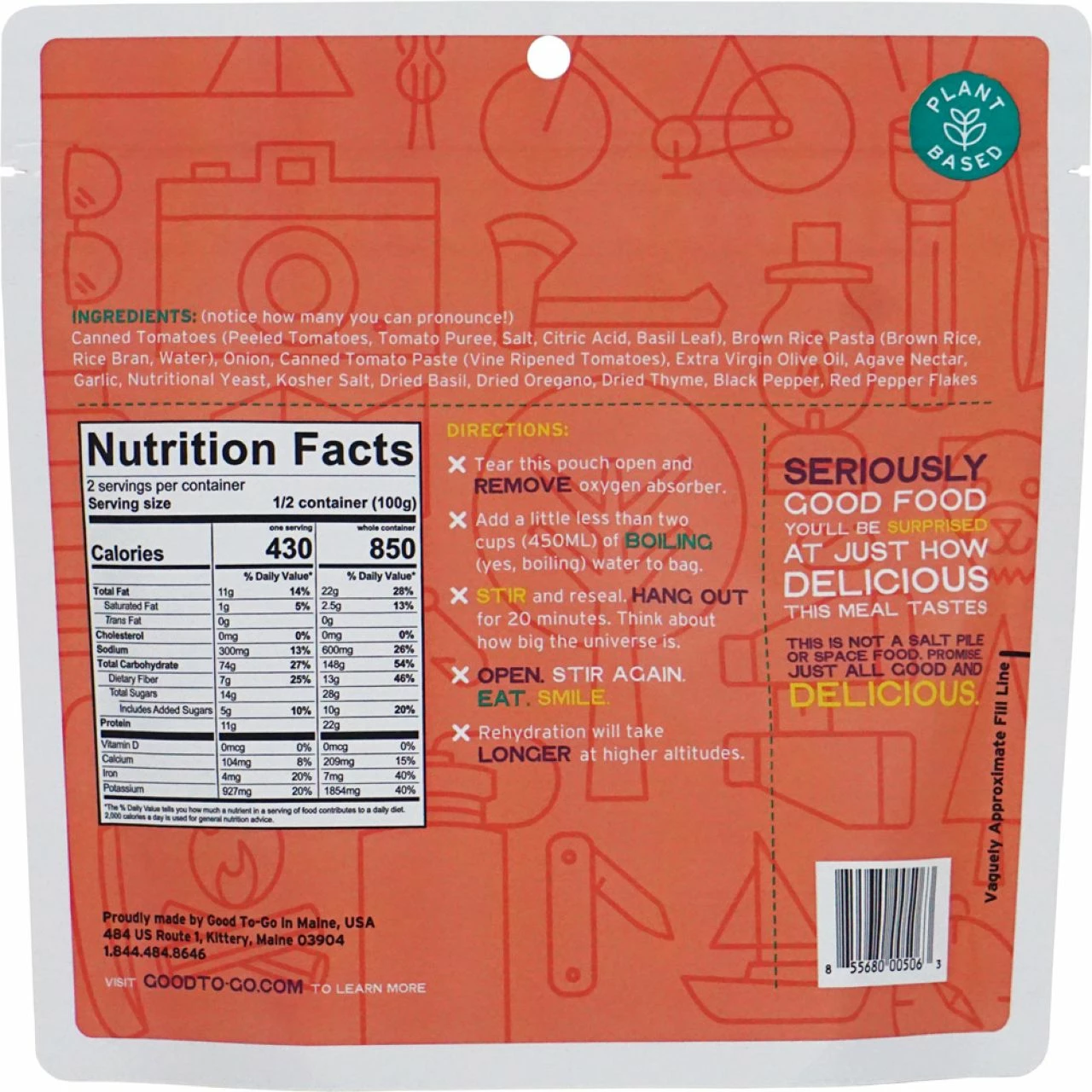 Good To-Go Classic Marinara With Pasta - 2 Servings 2 Good To-Go Classic Marinara With Pasta - 2 Servings - Image 2