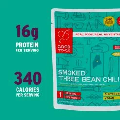 Good To-Go Smoked Three Bean Chili - 1 Serving 9 Good To-Go Smoked Three Bean Chili - 1 Serving -Climbing Accessories Outlet Shop 5 GTG Chili Single 1051 CalsProtein S22 rsz 47100.1654191298