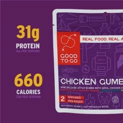 Good To-Go Chicken Gumbo - 2 Servings 9 Good To-Go Chicken Gumbo - 2 Servings -Climbing Accessories Outlet Shop 5 GTG Gumbo Double 1009 CalsProtein S22 rsz 36206.1654190739