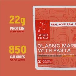 Good To-Go Classic Marinara With Pasta - 2 Servings 9 Good To-Go Classic Marinara With Pasta - 2 Servings -Climbing Accessories Outlet Shop 5 GTG Marinara Double 1004 CalsProtein S22 rsz 21949.1654191908