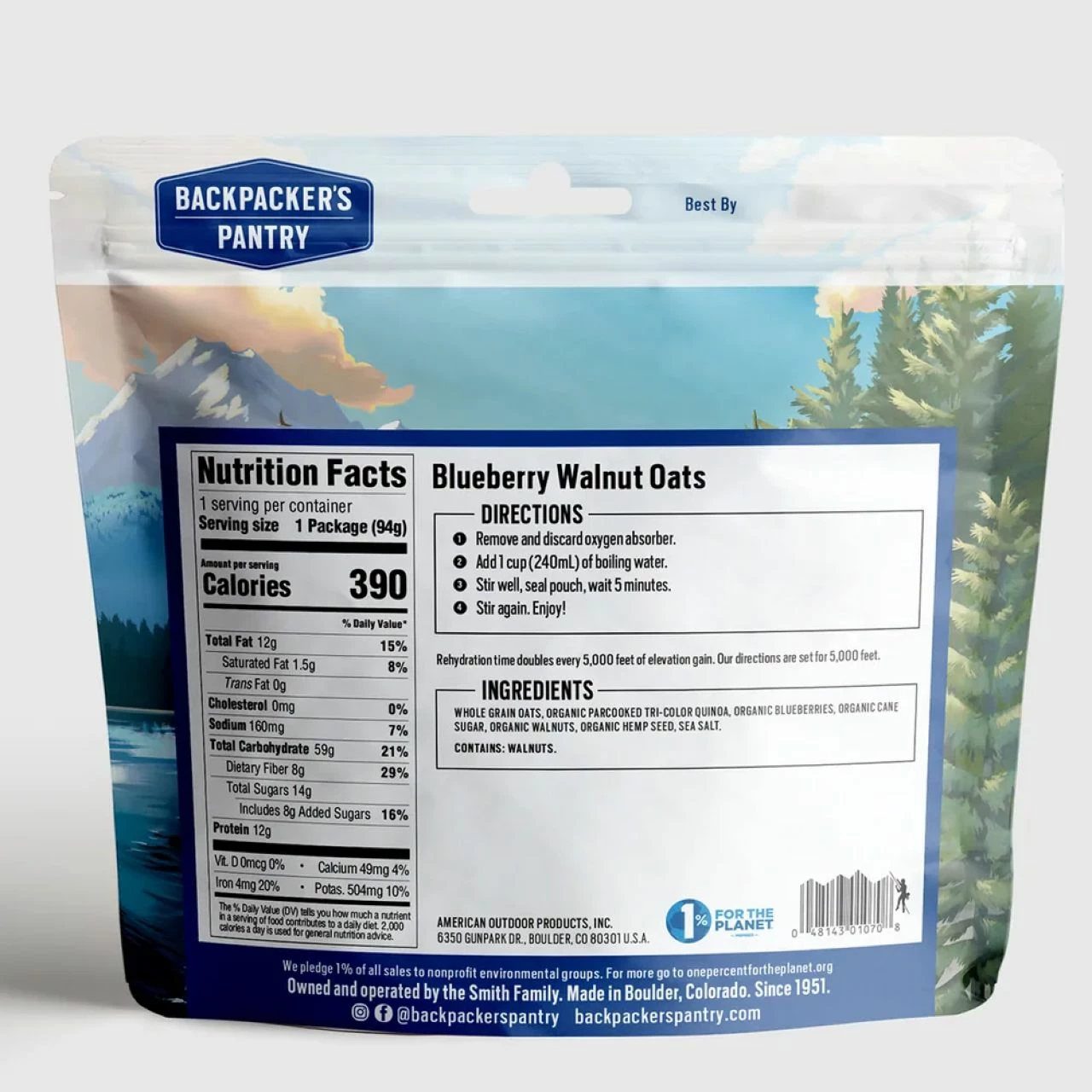 Backpacker's Pantry Blueberry Walnut Oats - 1 Serving 2 Backpacker's Pantry Blueberry Walnut Oats - 1 Serving - Image 2