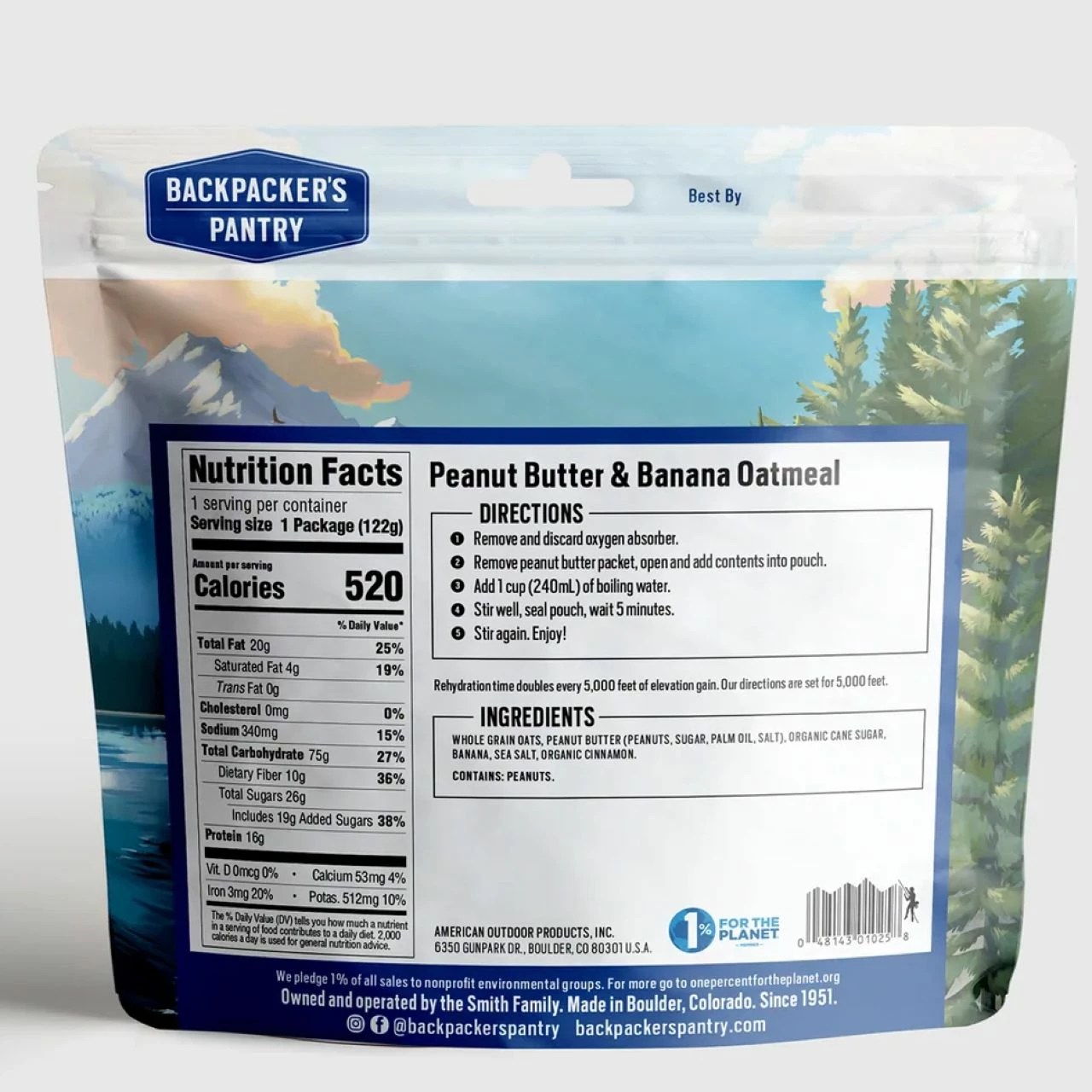 Backpacker's Pantry Peanut Butter & Banana Oatmeal - 1 Serving 2 Backpacker's Pantry Peanut Butter & Banana Oatmeal - 1 Serving - Image 2
