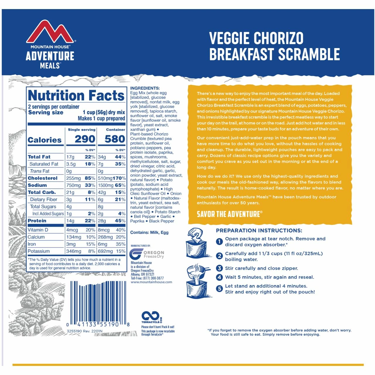 Mountain House Veggie Chorizo Breakfast Scramble 2 Mountain House Veggie Chorizo Breakfast Scramble - Image 2