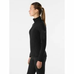 Arc'teryx Rho Heavyweight Zip Neck - Women's -Climbing Accessories Outlet Shop FW22 30205 BLK Rho Heavyweight Zip Neck Black Women S Side View Left rsz 88169.1666299161