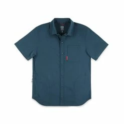 Topo Designs Global Shirt -Short Sleeve - Men's -Climbing Accessories Outlet Shop Global Shirt Pond Blue Front RSZ 25328.1677189566