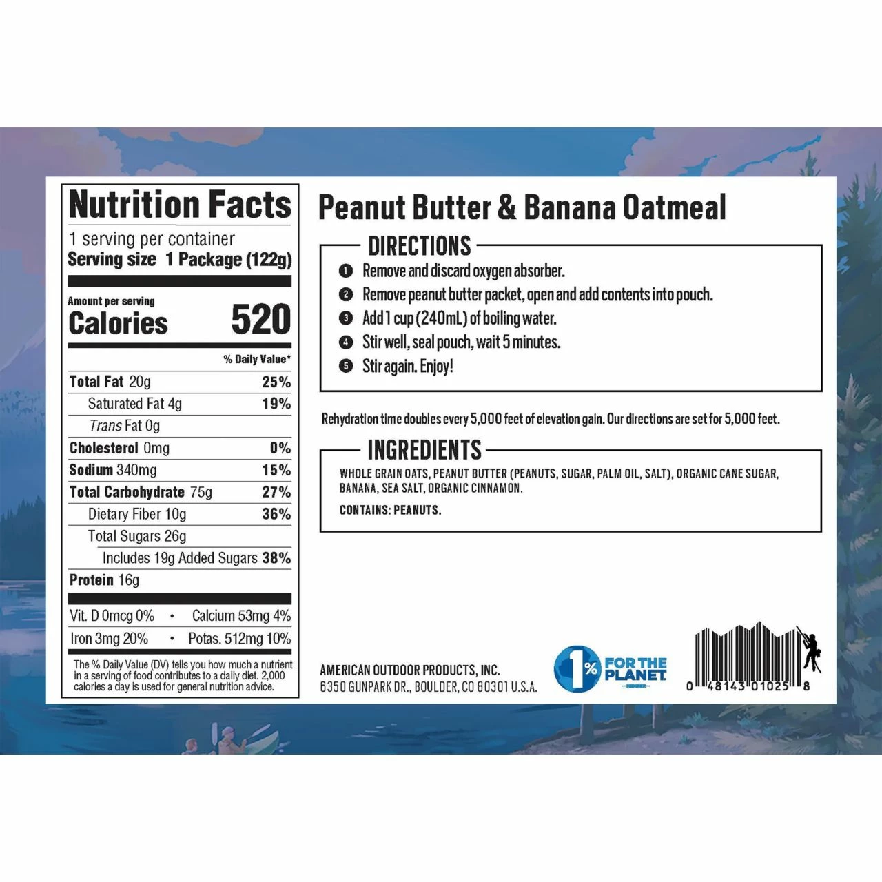 Backpacker's Pantry Peanut Butter & Banana Oatmeal - 1 Serving 3 Backpacker's Pantry Peanut Butter & Banana Oatmeal - 1 Serving - Image 3