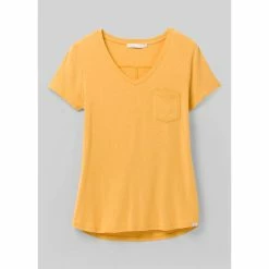 Prana Foundation Short Sleeve V Neck - Women's (Spring 2022) -Climbing Accessories Outlet Shop W11170142 BIRCHHEATHER ALT 9 rsz 68085.1644208739