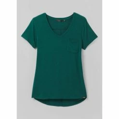 Prana Foundation Short Sleeve V Neck - Women's (Spring 2022) -Climbing Accessories Outlet Shop W11170142 DEEPPINEHEATHER ALT 9 rsz 87321.1644208740