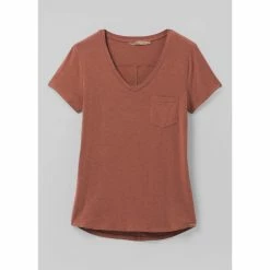 Prana Foundation Short Sleeve V Neck - Women's (Spring 2022) -Climbing Accessories Outlet Shop W11170142 TERRAHEATHER ALT 9 rsz 11362.1653672738