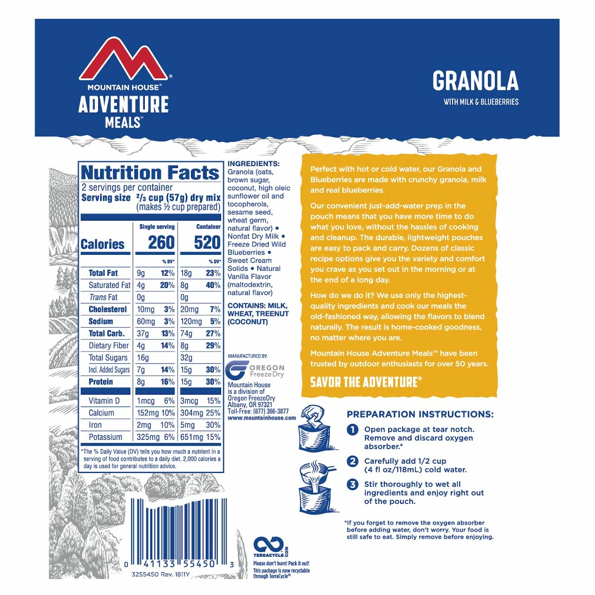 Mountain House Granola With Milk & Blueberries 2 Mountain House Granola With Milk & Blueberries - Image 2