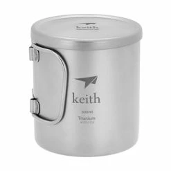 Keith Double-Wall Titanium Mug With Folding Handle And Lid