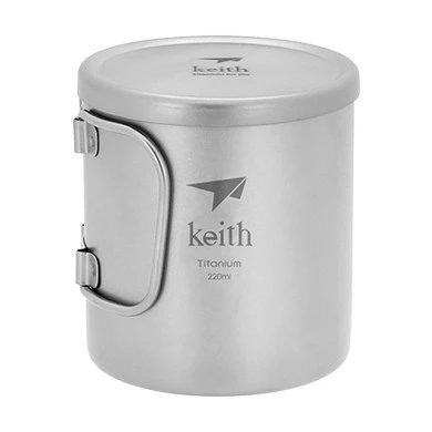 Keith Double-Wall Titanium Mug With Folding Handle And Lid 2 Keith Double-Wall Titanium Mug With Folding Handle And Lid - Image 2