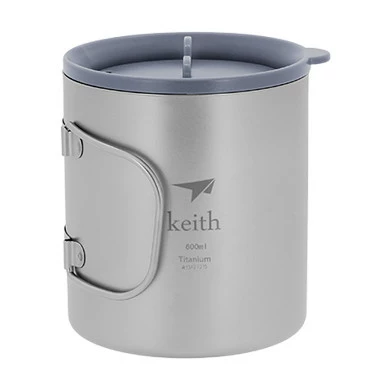 Keith Double-Wall Titanium Mug With Folding Handle And Lid 3 Keith Double-Wall Titanium Mug With Folding Handle And Lid - Image 3