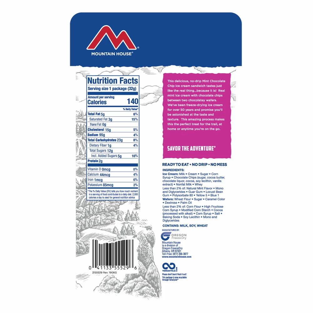 Mountain House Mint Chocolate Chip Ice Cream Sandwich 2 Mountain House Mint Chocolate Chip Ice Cream Sandwich - Image 2