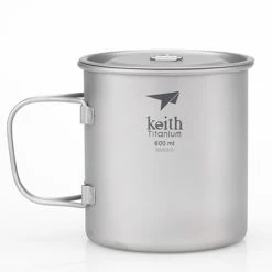 Keith Single-Wall Titanium Mug With Folding Handle And Lid -Climbing Accessories Outlet Shop ti3207 27913.1653507144
