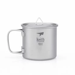 Keith Single-Wall Titanium Mug With Folding Handle And Lid
