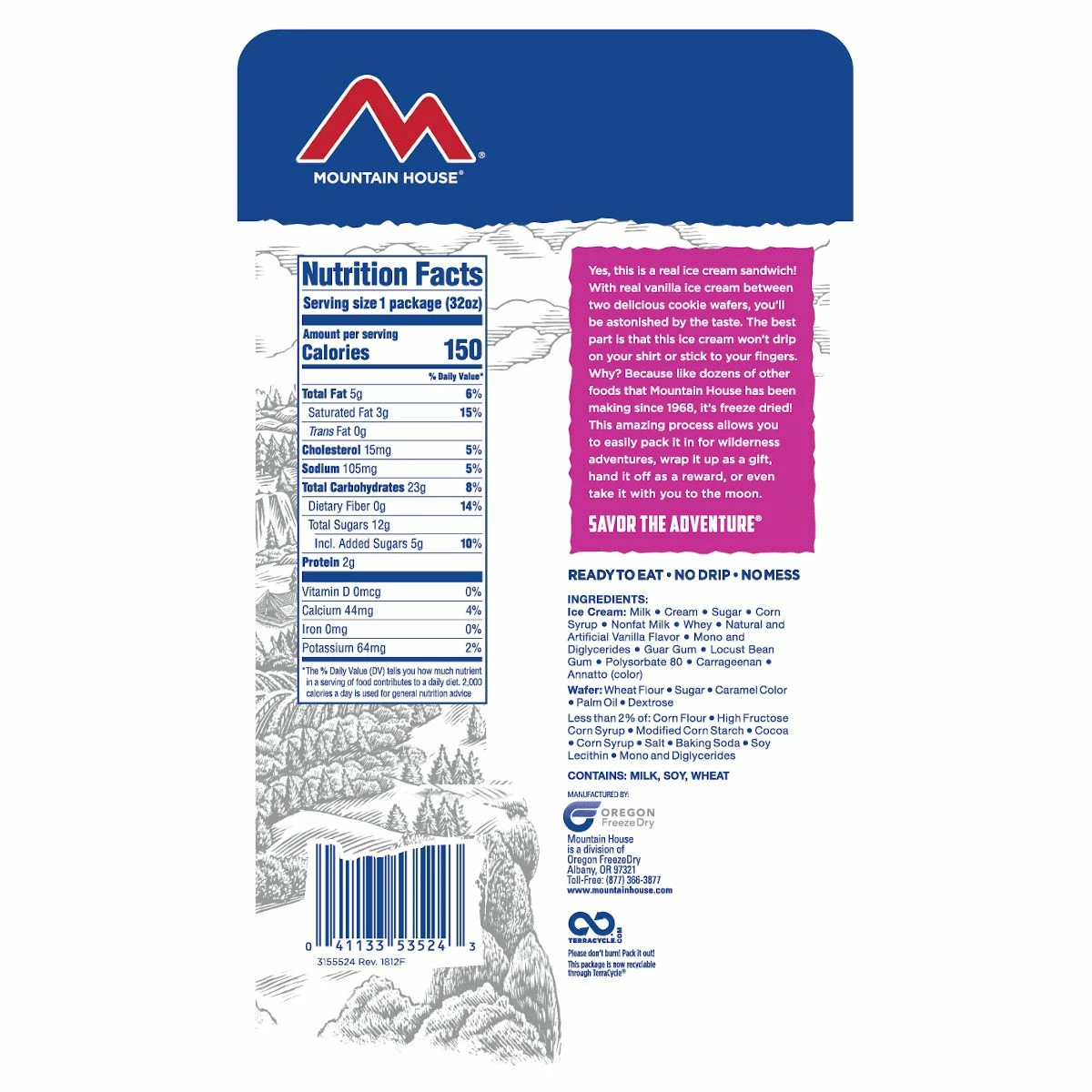 Mountain House Vanilla Ice Cream Sandwich 2 Mountain House Vanilla Ice Cream Sandwich - Image 2