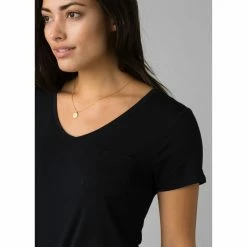Prana Foundation Short Sleeve V Neck - Women's (Spring 2022) -Climbing Accessories Outlet Shop w11170142 black alt 5foundationssvneck rsz 19678.1644208737