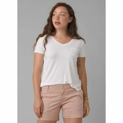 Prana Foundation Short Sleeve V Neck - Women's (Spring 2022) -Climbing Accessories Outlet Shop w11170142 whitefoundationssvneck rsz 85201.1644208737